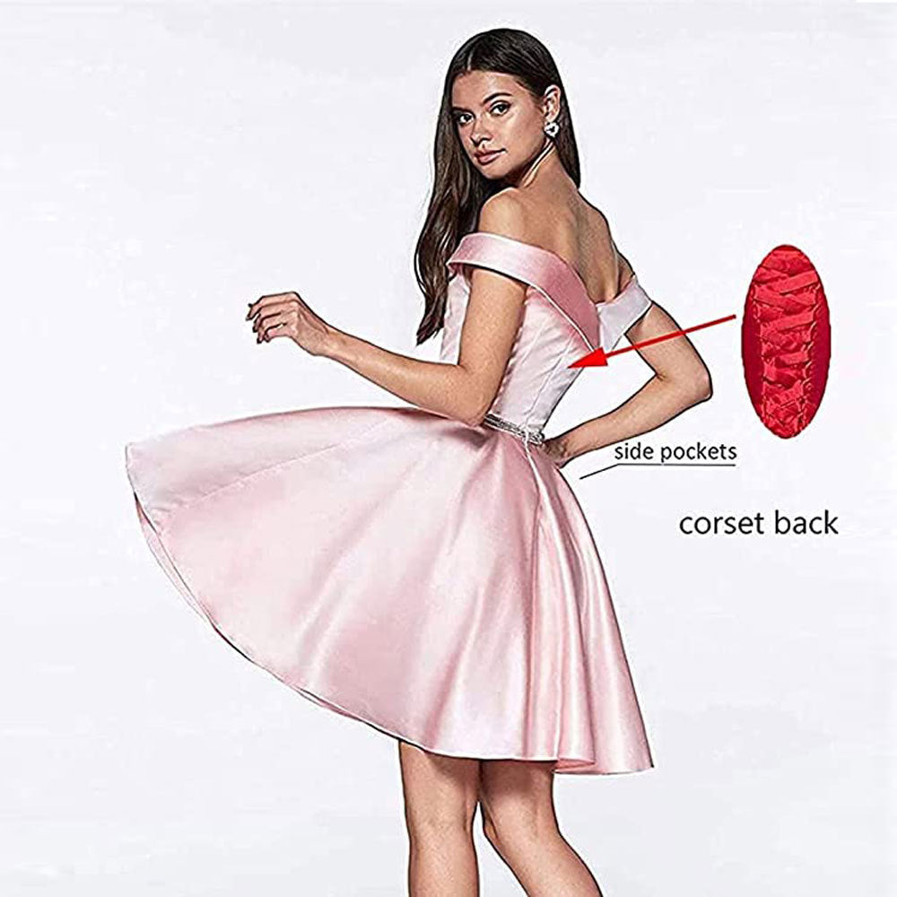 Short Beaded Satin Bridesmaid Dress